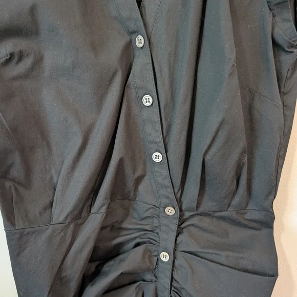 Veronica Beard Black Button-Down Ruched Shirt Dress - Picture 5 of 8